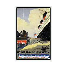 Vintage Trans Atlantique Reproduction Travel Poster - Paris.Havre.New York 