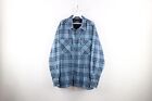 Vintage 90s Mens Large Distressed Thermal Waffle Knit Lined Flannel Shirt Jacket