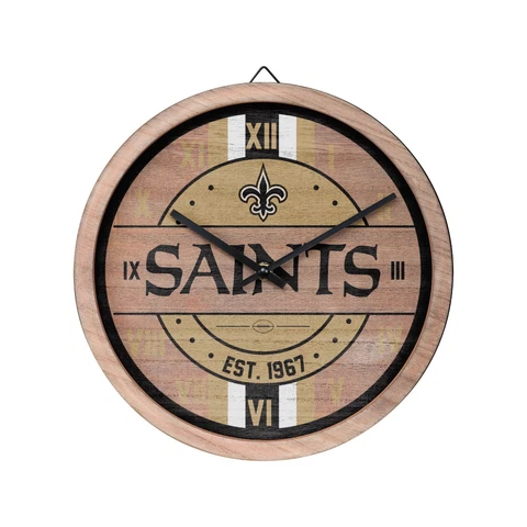 New Orleans Saints Logo Barrel Wall Clock Wooden - Man Cave Office Decor NEW Cover