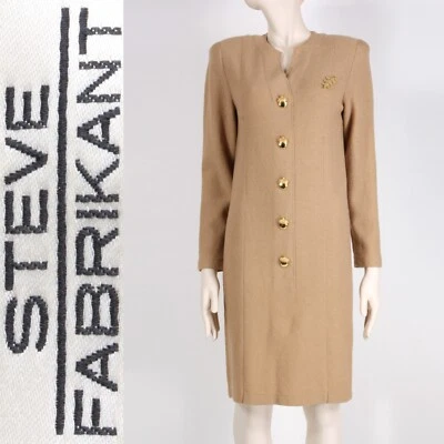 Suéter Vestido Oficina 6 M Vintage Steve Fabrikant Beige Lana Tejido Manga Larga Foto 1 de 4