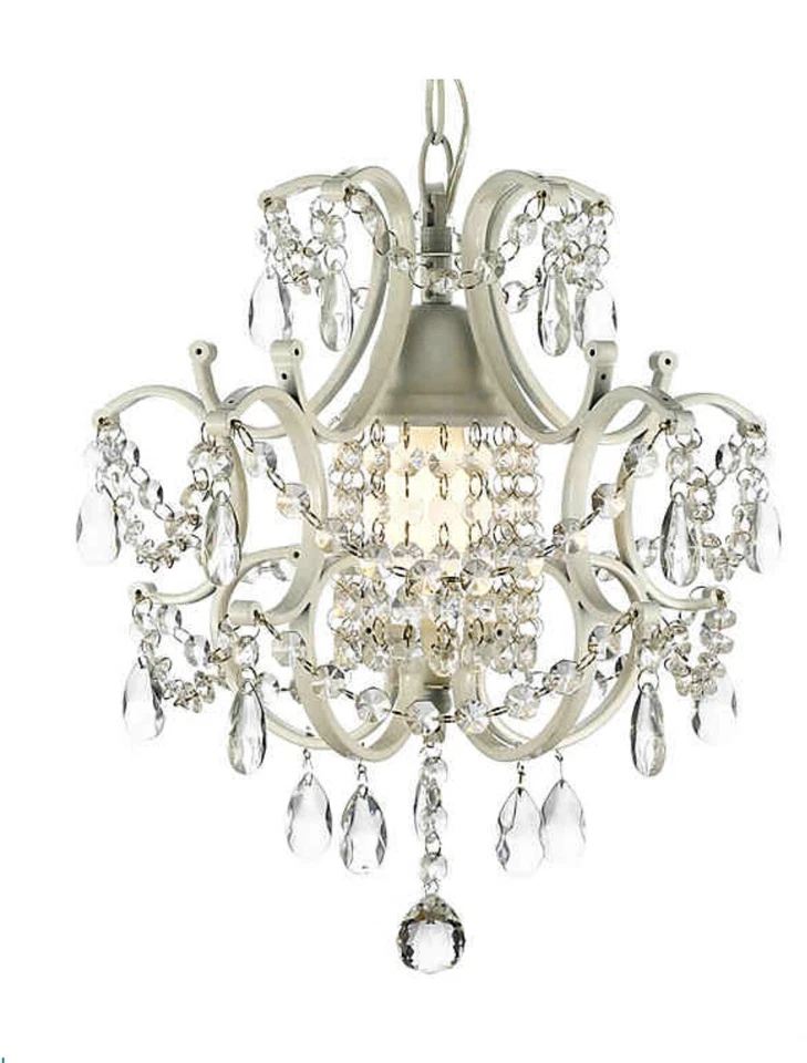 Lámpara de araña de hierro forjado y cristal de 1 luz en blanco para habitación de bebé/niños Foto 1 de 1