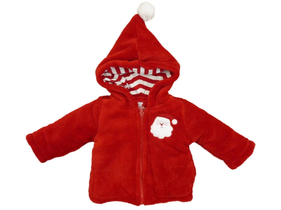 Koala Kids Infant Boys Red Plush Santa Claus Themed Christmas Hoodie - Image 1 of 1