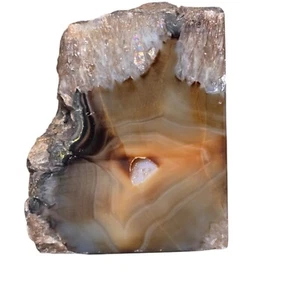 Brown Crystal Agate Polished Cut Polished Brazilian Stone Home Decor Bookend - Picture 1 of 7