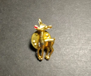 Vintage Red Nose Reindeer Pin - Picture 1 of 1