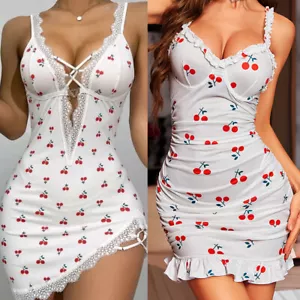 Women Spaghetti Strap Bodycon Camisole Sexy Party ClubWear Cami Deep V Dress US - Picture 1 of 33