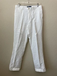 Polo Ralph Lauren Mens White Linen Pants Size 32x32 - Picture 1 of 8