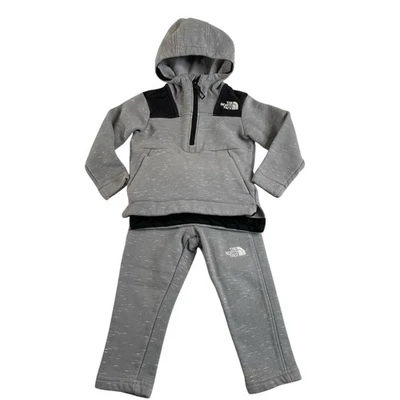 Conjunto de sudadera con capucha de 2 piezas The North Face talla 2T negro gris medio bolsillo con cremallera Foto 1 de 4