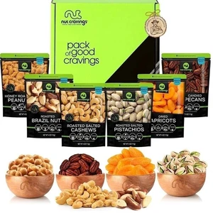 Gourmet Dried Fruit & Nut Gift Basket in Green Box (6 Piece Assortment) Kosher - Picture 1 of 8