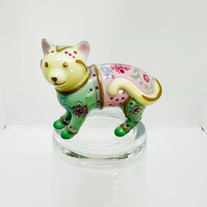 Vintage Franklin Mint Curio Katze Katzen Famille Rose Porzellan bunt Blumen gummiartig - Bild 1 von 7