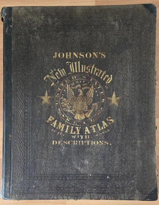 DE COLECCIÓN ANTIGUO 1866 JOHNSON'S FAMILY ATLAS OF THE WORLD ATLAS A J JOHNSON LIBRO Foto 1 de 4