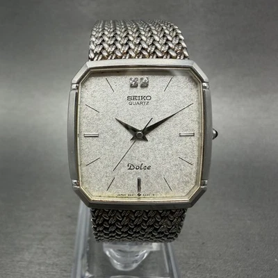 Seiko Dolce Tank Watch Men 27mm Silver Dial Silver Tone 9521-5210 New Battery - Image 1 of 4