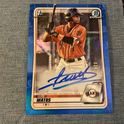 2020 Bowman Chrome - Prospect Autographs Luis Matos #CPA-LM Blue Refractor /150  - Image 1 of 3