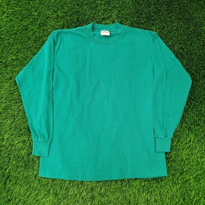 Vintage 90s Sunbelt Blank Shirt Womens Large 21x25 Teal Blue - Image 1 of 4