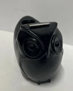 Vintage Keramik Eule BANDSPENDER schwarz MCM Stil Statue Figur Schreibtisch Zubehör - Bild 1 von 19