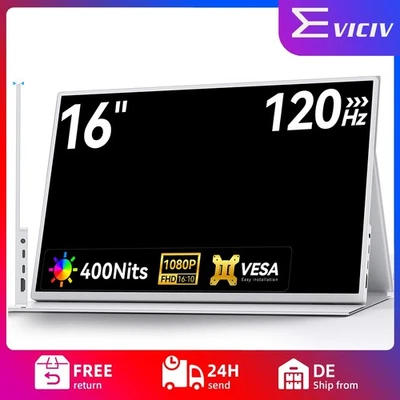 Weiß 16 Zoll 120Hz 1200P Tragbarer Gaming Monitore Metal Housing VESA-Kompatibel - Bild 1 von 4