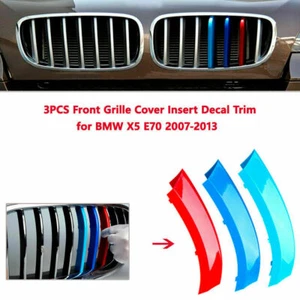 Se adapta a la parrilla renal BMW X5 E70 2008-2013 M Sport 3 colores cubierta clips a rayas - Imagen 1 de 7