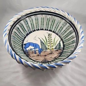 Rare Ceramica Artistica Gomez Bowl with Deer Hand Painted Mexican Pottery 10" - Picture 1 of 10