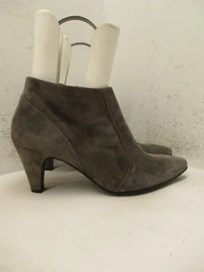 Paul Verde Gris Gamuza Cuero Cremallera Tacón Alto Botines Mujer Talla 5 UK 7 US - Imagen 1 de 10