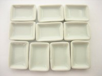 15x20mm 10 White Rectangle Plate Dish Dollhouse Miniature Ceramic Supply 10824