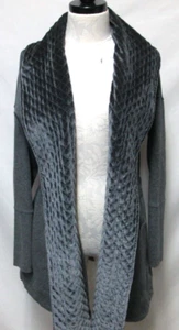 Soft Surroundings Quilted Velour cardigan cover up pockets knit Sz Medium Md M - Picture 1 of 12