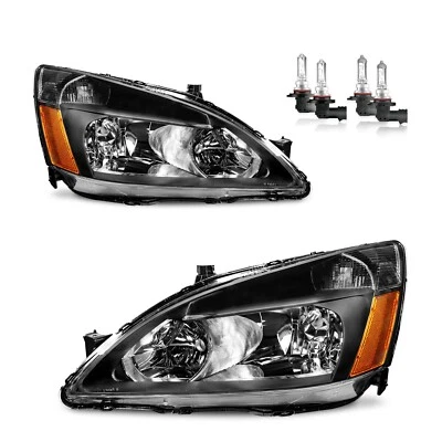 For 2003 2004 2005 2006 2007 Honda Accord Headlights Left+Right Headlamp w/Bulbs Foto 1 de 4