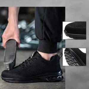 Steel Toe Sneakers for Work Mens Womens Lightweight Air Cushion Anti Puncture - Picture 1 of 7