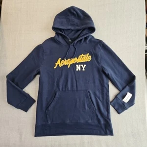 Aeropostale NY Manga Larga Para Hombre XL Sudadera con Capucha Azul Marino Canguro Bolsillo NUEVO CON ETIQUETAS NUEVO - Imagen 1 de 13
