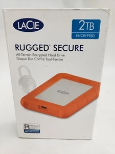 NEW LACIE RUGGED SECURE 2TB ENCRYPTED USB EXTERNAL HARD DRIVE ORANGE - Picture 1 of 4