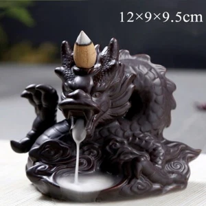 New Ceramic Dragon Waterfall Back-Flow Incense Burners Censer Home Garden Decor - Picture 1 of 6