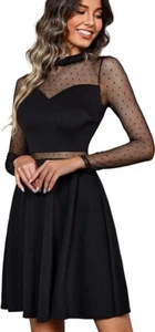 Zeagoo Damen Kleid Spitze Elegant A Linie Partykleid Hohe Taille Cocktailkleid M - Bild 1 von 2