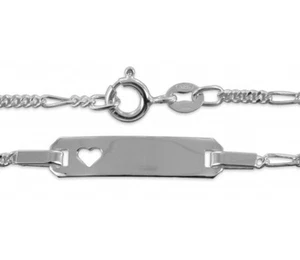Kinder Schild - Armband mit Herz  925/000 Silber hochglanzpoliert   Länge: 17cm  - Picture 1 of 1