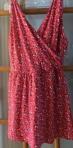 Lands' End Women's Plus Sz Swimsuit 18 V-Neck Wrap Underwire Red Blue Stars - Picture 1 of 4