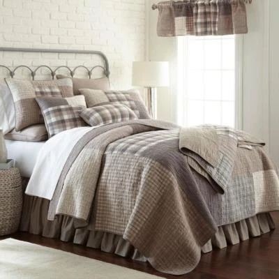 Donna Sharp Smoky Square **KING** Quilt Farmhouse Country Rustic Patchwork Gray