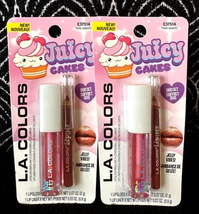 2pk LA COLORS JUICY CAKES HELLO SWEETS C37514 PEACH CORAL LIPGLOSS & LINER DUO - Picture 1 of 11
