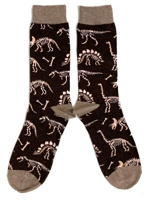 SOCK SHACK Mens Brown Dinosaur Skeleton Paleontologist Socks 6-11 UK / 39-45 Eur / 7-12 US