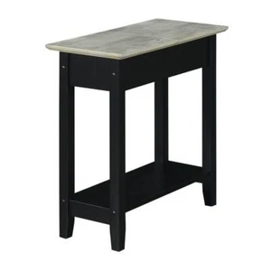 Convenience Concepts End Table 23" Faux Birch/Black w/ Charging Station +Shelf - Picture 1 of 9