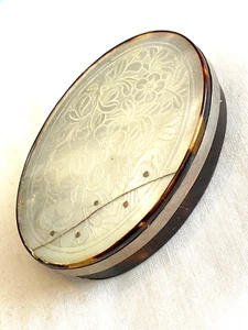 Antique Chinese Floral Mother of Pearl Snuff Box. Excellent Pinned Silver Repair - Picture 1 of 10