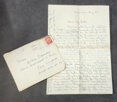 WW2 WWII Nazi Germany Third Reich cover w letter mailed to A.H street 1939 - Image 1 of 4