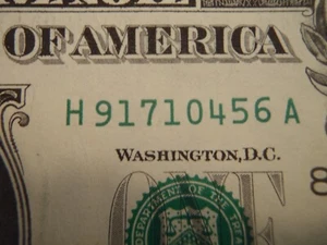 Fancy Serial Number $1 Dollar Bill Birthday Note ~Oct 4, 1956...10/4/56 - Picture 1 of 2