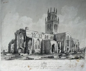 W Standish All Saints Church Pontefract Monkhouse Antique Lithograph Print York - Bild 1 von 24