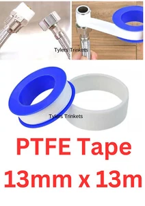 PTFE Plumbers Tape Water Tight Threaded Sealing Pipes Fitting 13mm x 13m Leaks - Picture 1 of 2