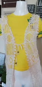 Lady Knitted Hollow-out Vest Tank Top Sleeveless Crochet Ethnic Retrosize S Look - Picture 1 of 11