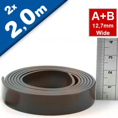 Magnetband Magnetstreifen selbstklebend 1,5mm x 12,7mm x  2m, Typ A + B - Bild 1 von 3