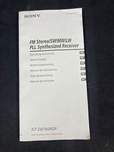 SONY ICF-SW7600GR SHORTWAVE RECEIVER OPERATING INSTRUCTIONS BOOK