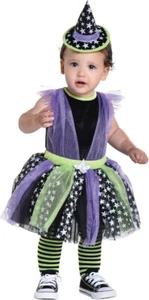 Klassisches Hexenkostüm Mädchen Kleinkind 12M bis 24M 12-24 Monate lila schwarz Tutu - Bild 1 von 5