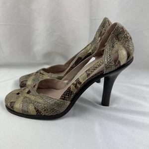 River Island Snake Print Cutout Heels Women's Brown Snakeskin Block Heels UK 5 - Picture 1 of 7