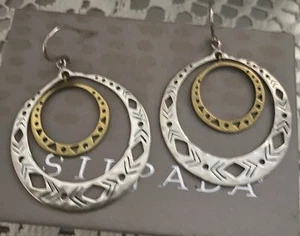 SILPADA W3498 STERLING 925 BRASS CUTOUT DANGLE EARRINGS - Picture 1 of 4