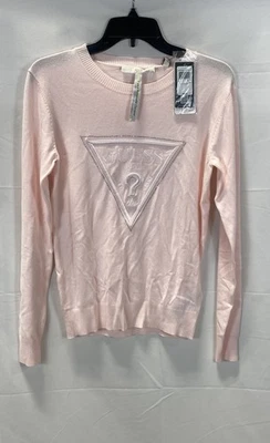 Guess Women's Pink Eloise Rhinestone Logo Sweater Size S NWT - Image 1 of 4