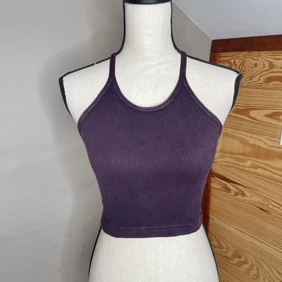 Free People Movement Happiness Runs 罗纹作物背心 XS/S 紫色勃艮第色 — 第 1/4 张图片