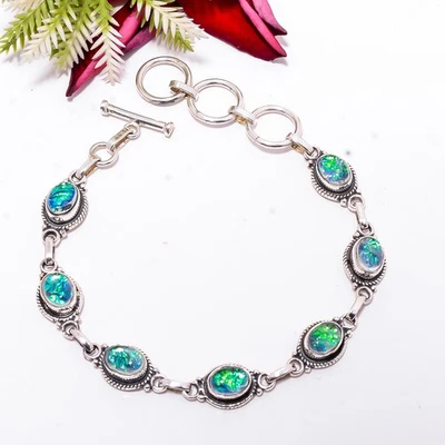 Pulsera ajustable triplete ópalo plata de ley 925 8,99" B83449 Foto 1 de 3